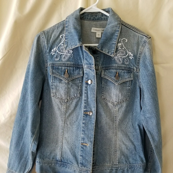 coldwater creek embroidered denim jacket